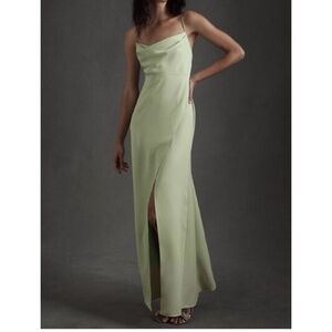 BHLDN Remy Cowl-Neck Faux-Wrap Satin Gown Size 16